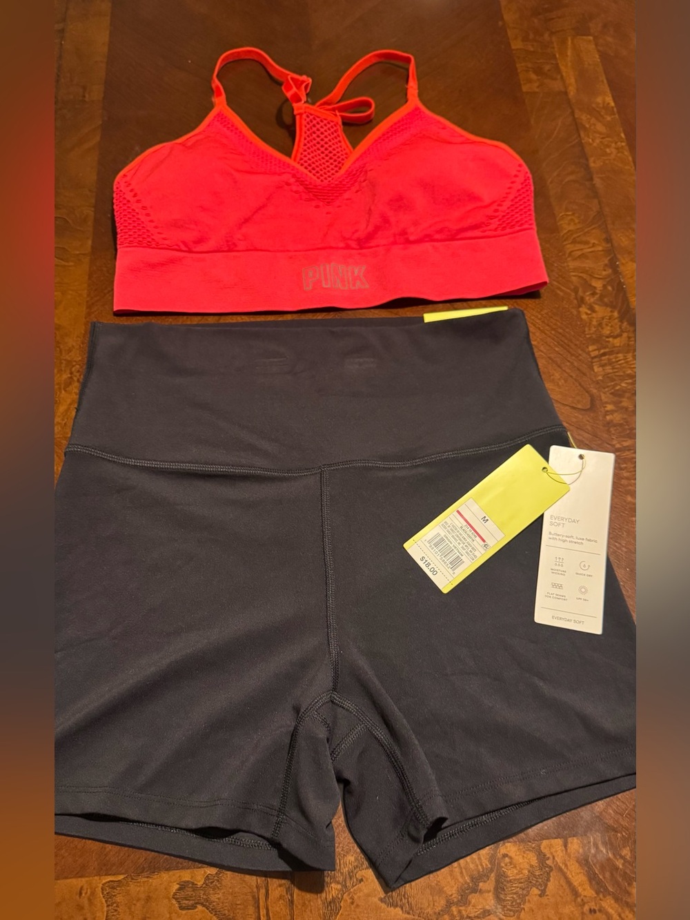 Pink Active Sports Bra and all in motion High-Waist Bike Shorts Set